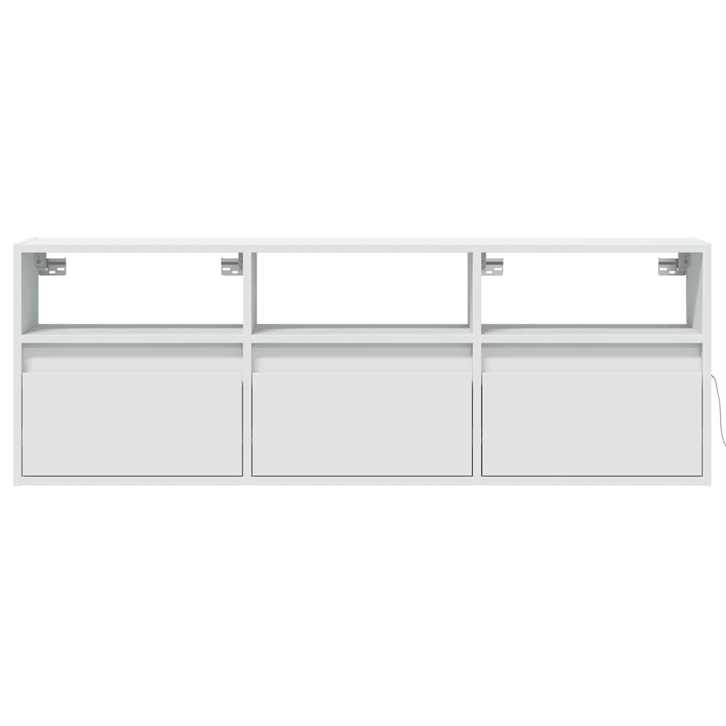 vidaXL Ścienna szafka TV z LED, biała, 130x31x45 cm