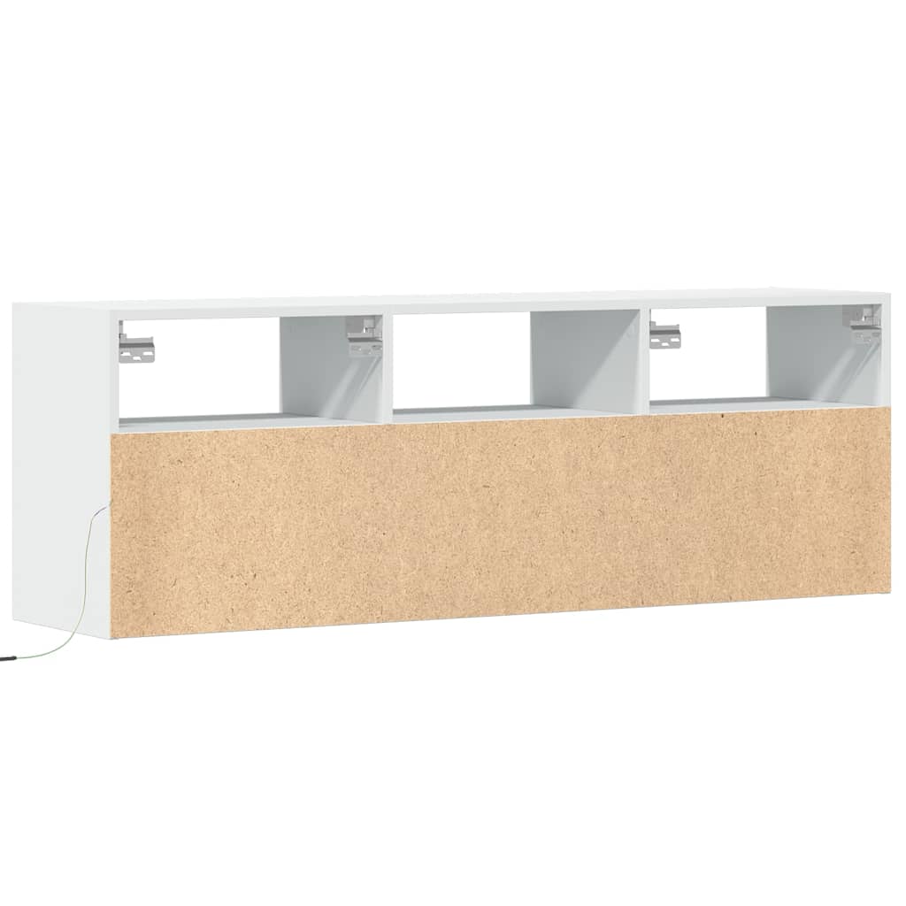 vidaXL Ścienna szafka TV z LED, biała, 130x31x45 cm