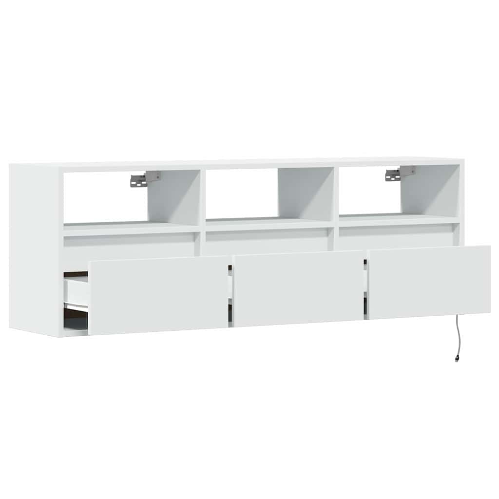 vidaXL Ścienna szafka TV z LED, biała, 130x31x45 cm