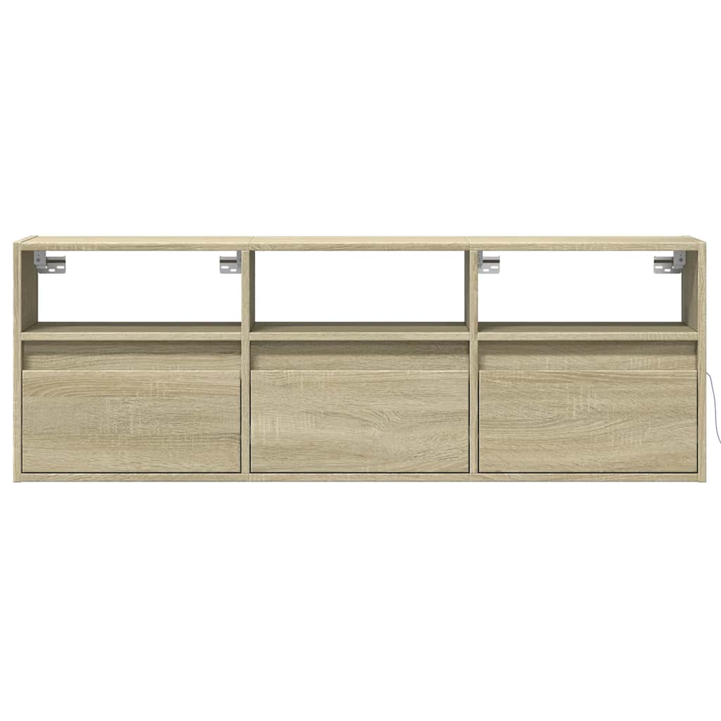 vidaXL Ścienna szafka TV z LED, dąb sonoma, 130x31x45 cm