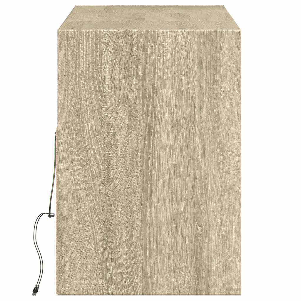 vidaXL Ścienna szafka TV z LED, dąb sonoma, 130x31x45 cm