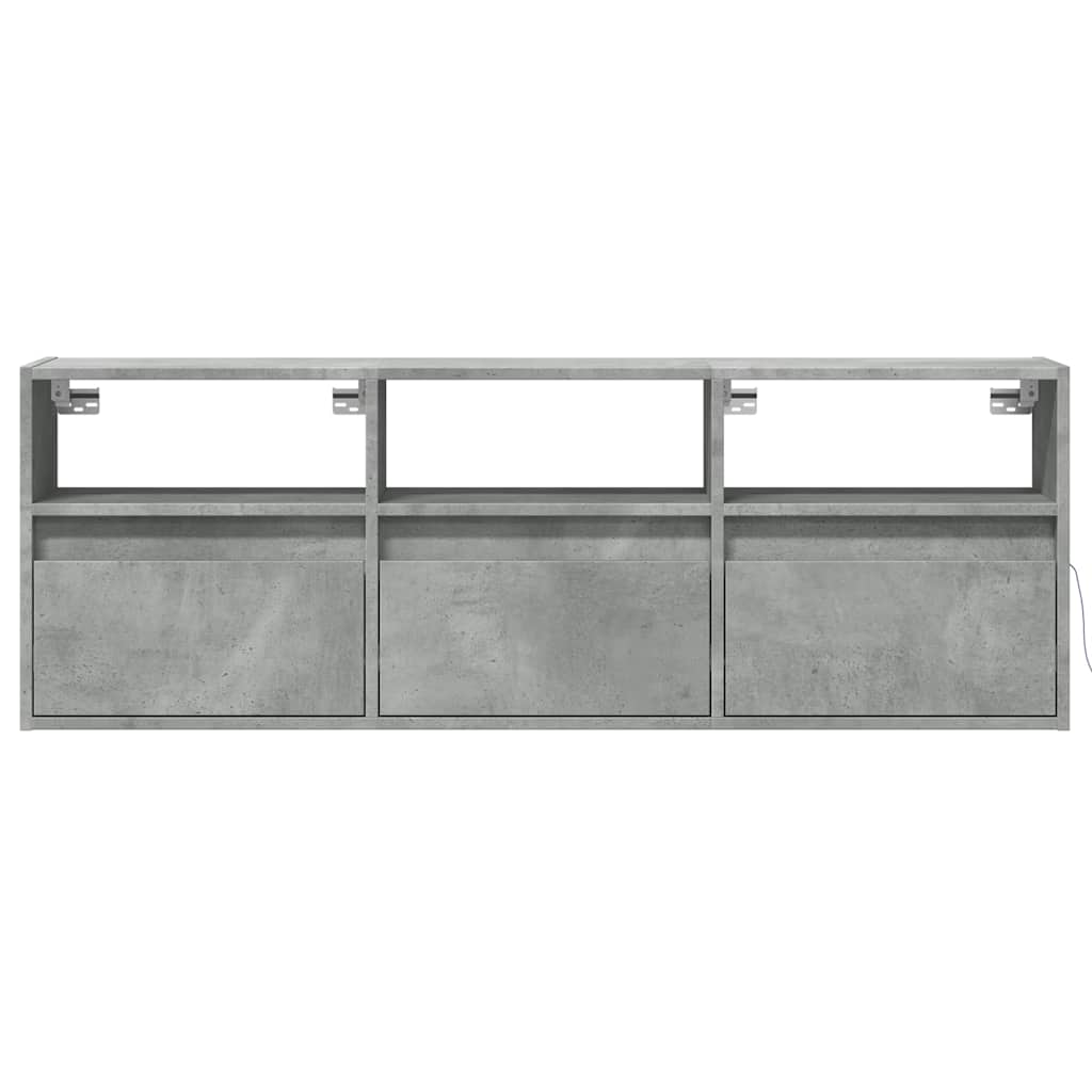 vidaXL Ścienna szafka TV z LED, szarość betonu, 130x31x45 cm