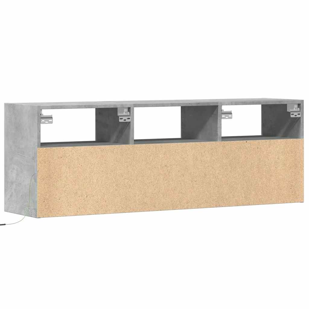 vidaXL Ścienna szafka TV z LED, szarość betonu, 130x31x45 cm