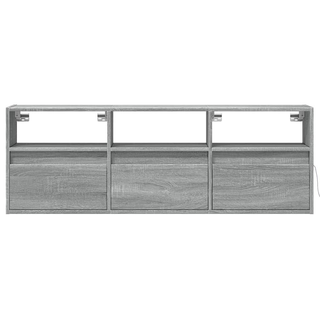 vidaXL Ścienna szafka TV z LED, szary dąb sonoma, 130x31x45 cm