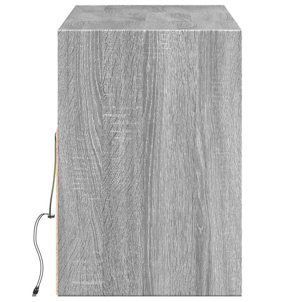 vidaXL Ścienna szafka TV z LED, szary dąb sonoma, 130x31x45 cm