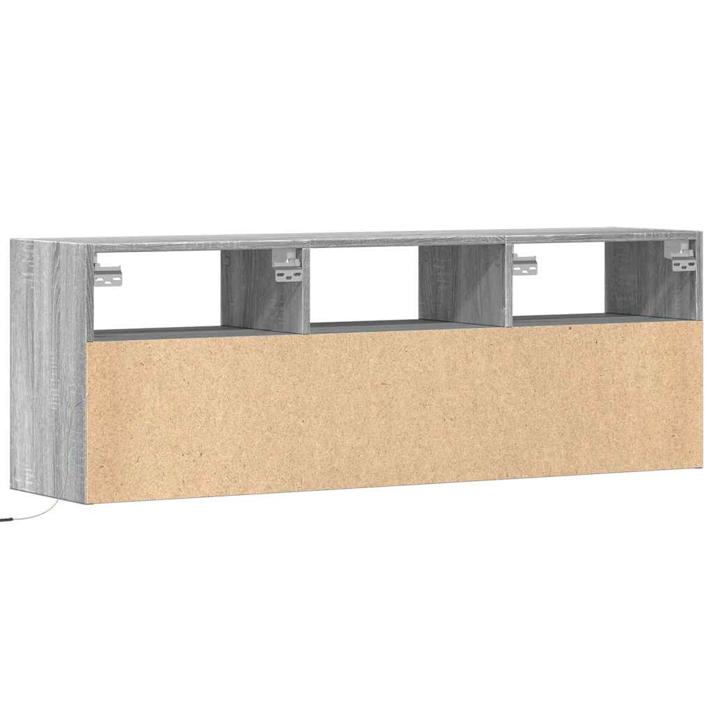 vidaXL Ścienna szafka TV z LED, szary dąb sonoma, 130x31x45 cm