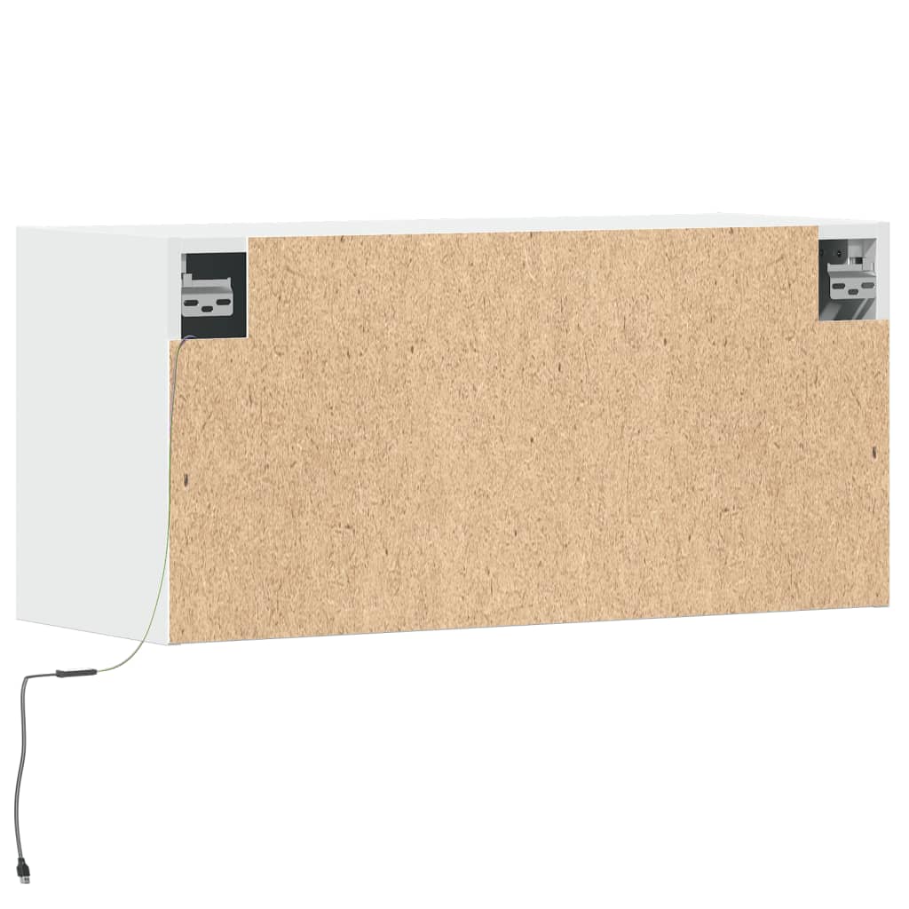 vidaXL Ścienna szafka TV z LED, biała, 80x31x35 cm