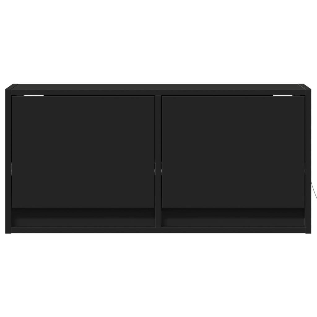 vidaXL Ścienna szafka TV z LED, czarna, 80x31x35 cm