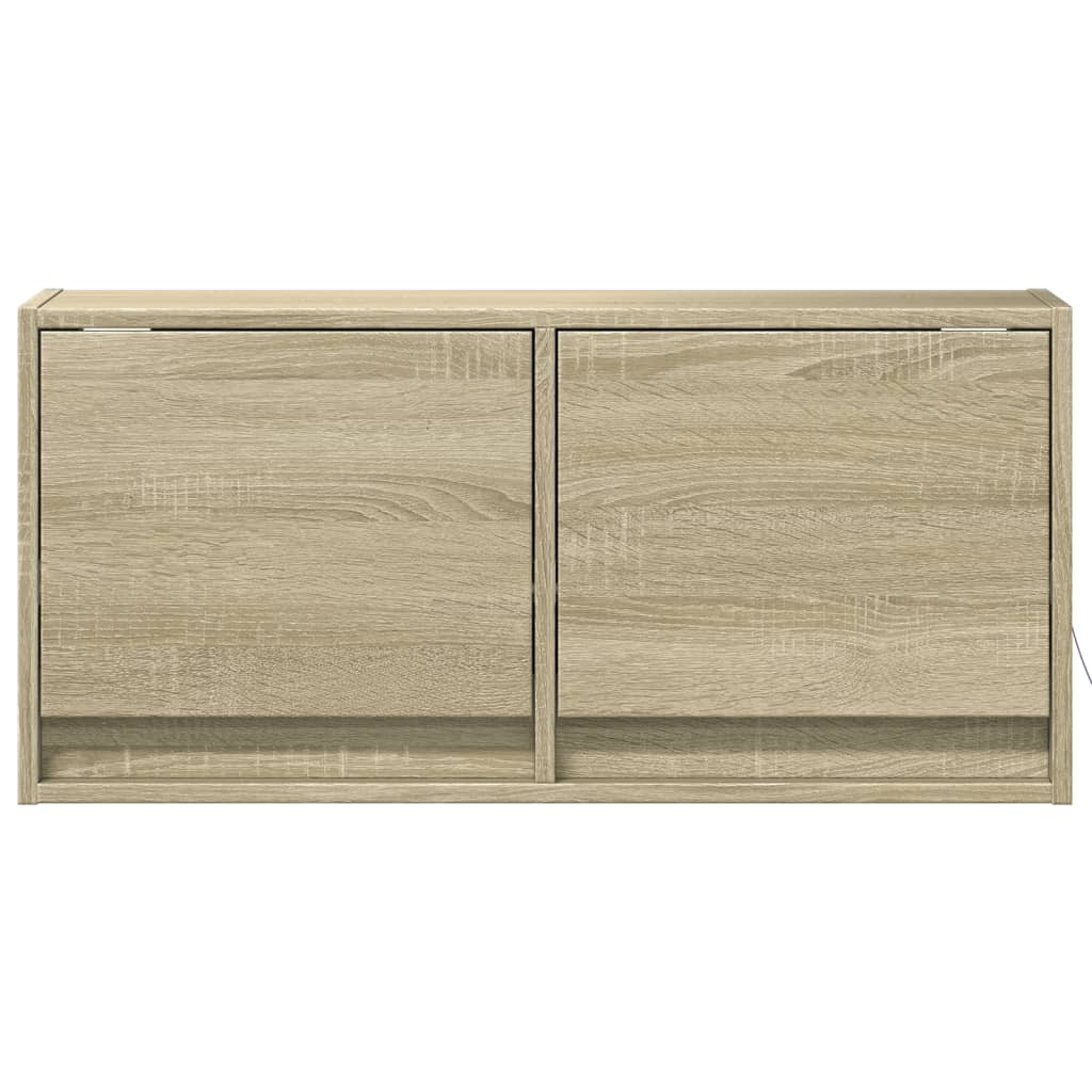 vidaXL Ścienna szafka TV z LED, dąb sonoma, 80x31x35 cm