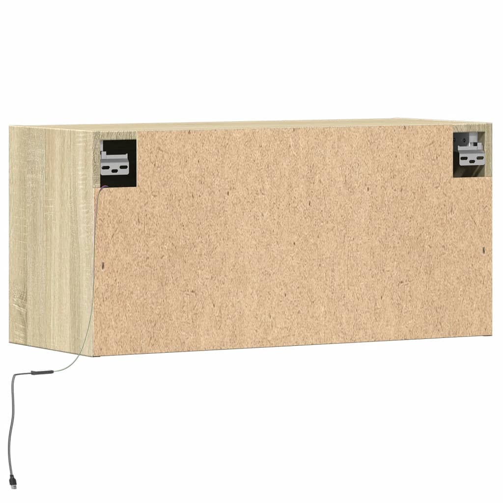 vidaXL Ścienna szafka TV z LED, dąb sonoma, 80x31x35 cm