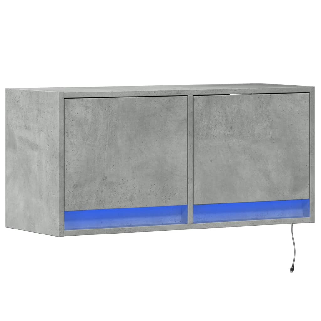 vidaXL Ścienna szafka TV z LED, szarość betonu, 80x31x35 cm