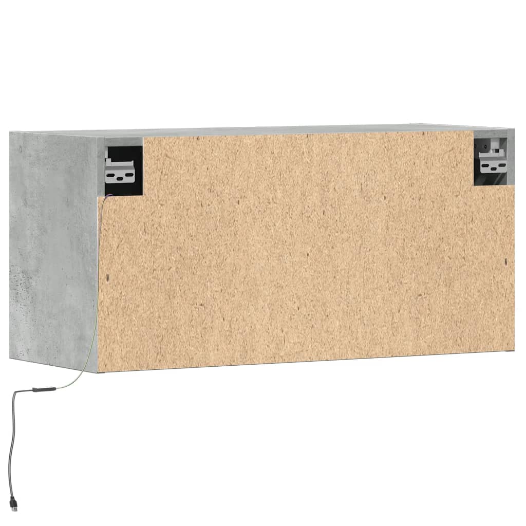 vidaXL Ścienna szafka TV z LED, szarość betonu, 80x31x35 cm