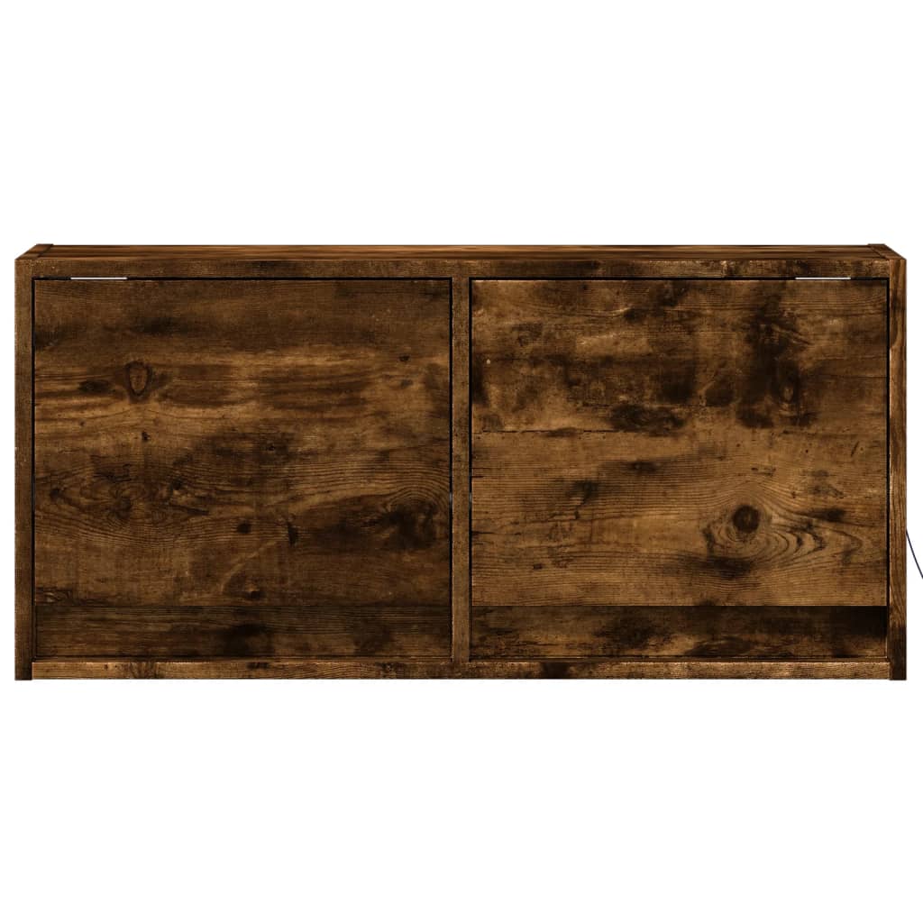 vidaXL Ścienna szafka TV z LED, przydymiony dąb, 80x31x35 cm