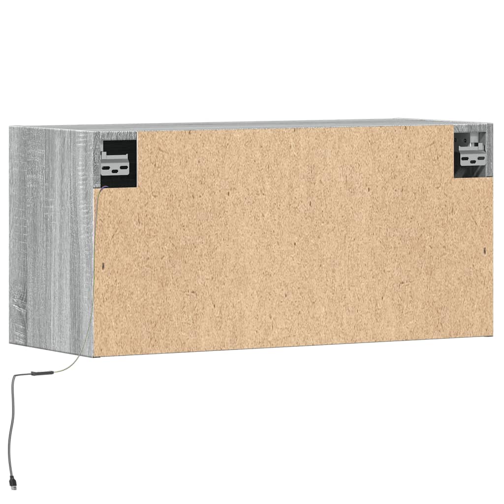 vidaXL Ścienna szafka TV z LED, szary dąb sonoma, 80x31x35 cm