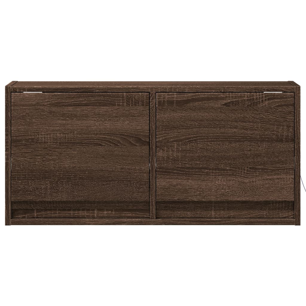 vidaXL Ścienna szafka TV z LED, brązowy dąb, 80x31x35 cm