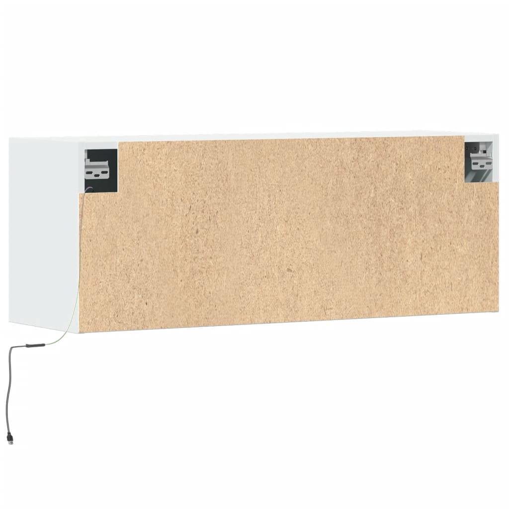 vidaXL Ścienna szafka TV z LED, biała, 100x31x35 cm