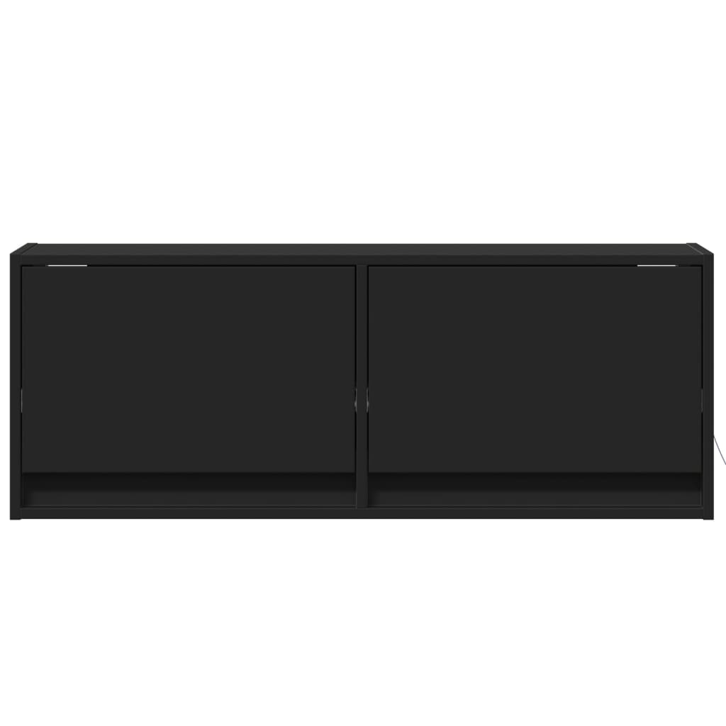 vidaXL Ścienna szafka TV z LED, czarna, 100x31x35 cm