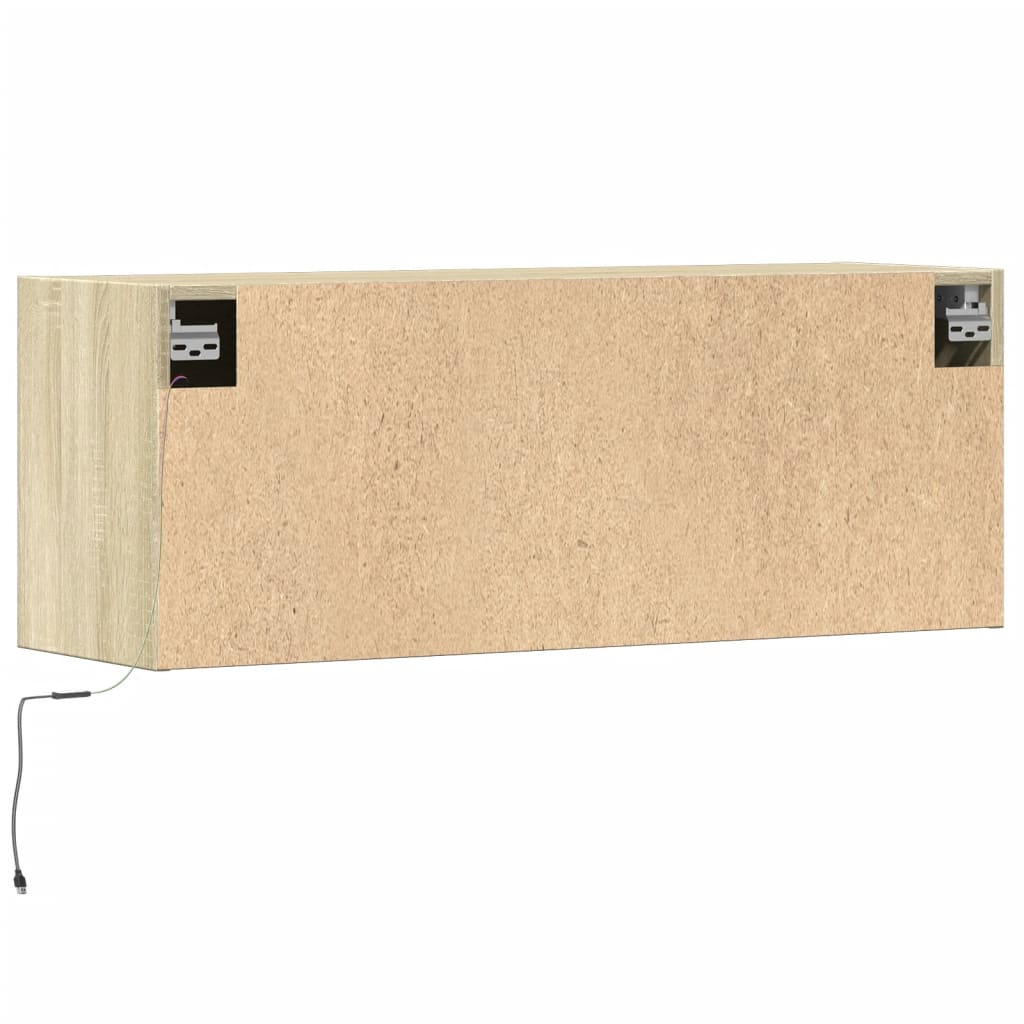 vidaXL Ścienna szafka TV z LED, dąb sonoma, 100x31x35 cm