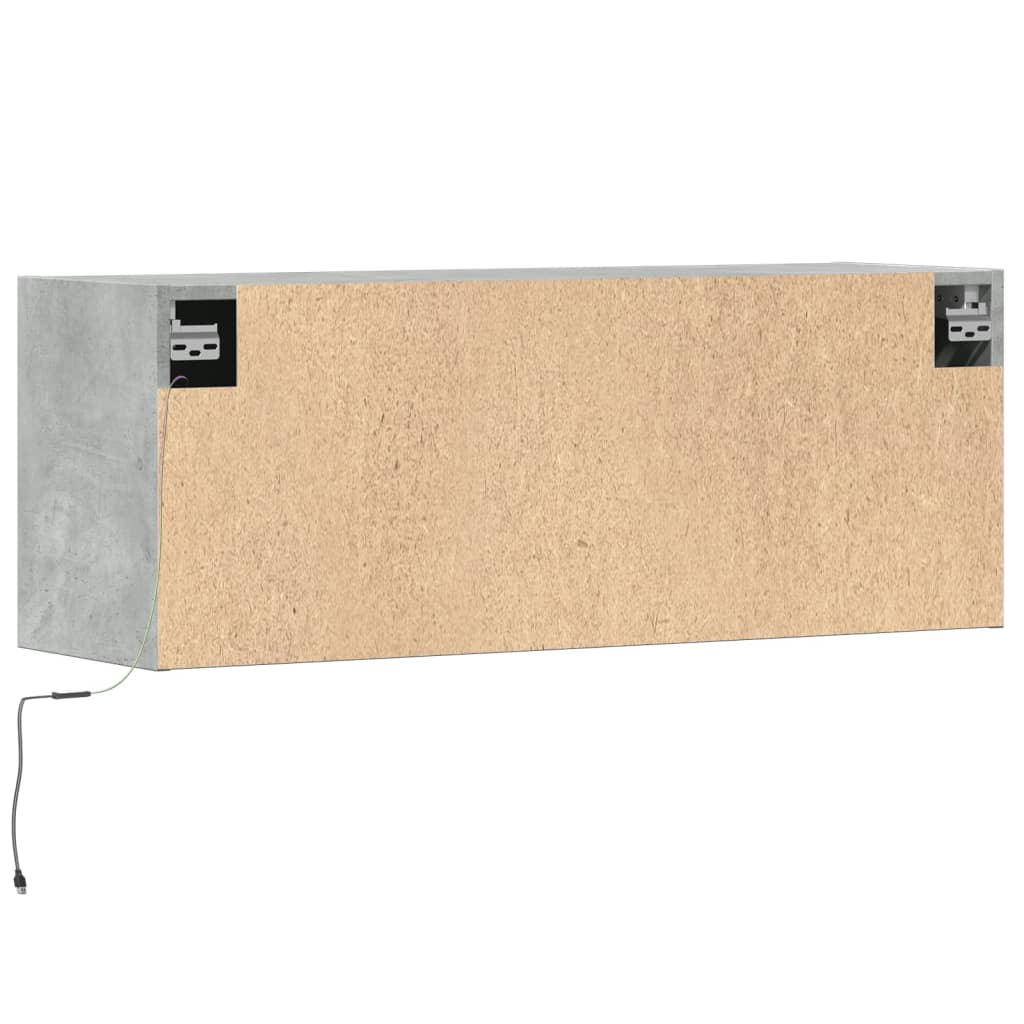 vidaXL Ścienna szafka TV z LED, szarość betonu, 100x31x35 cm