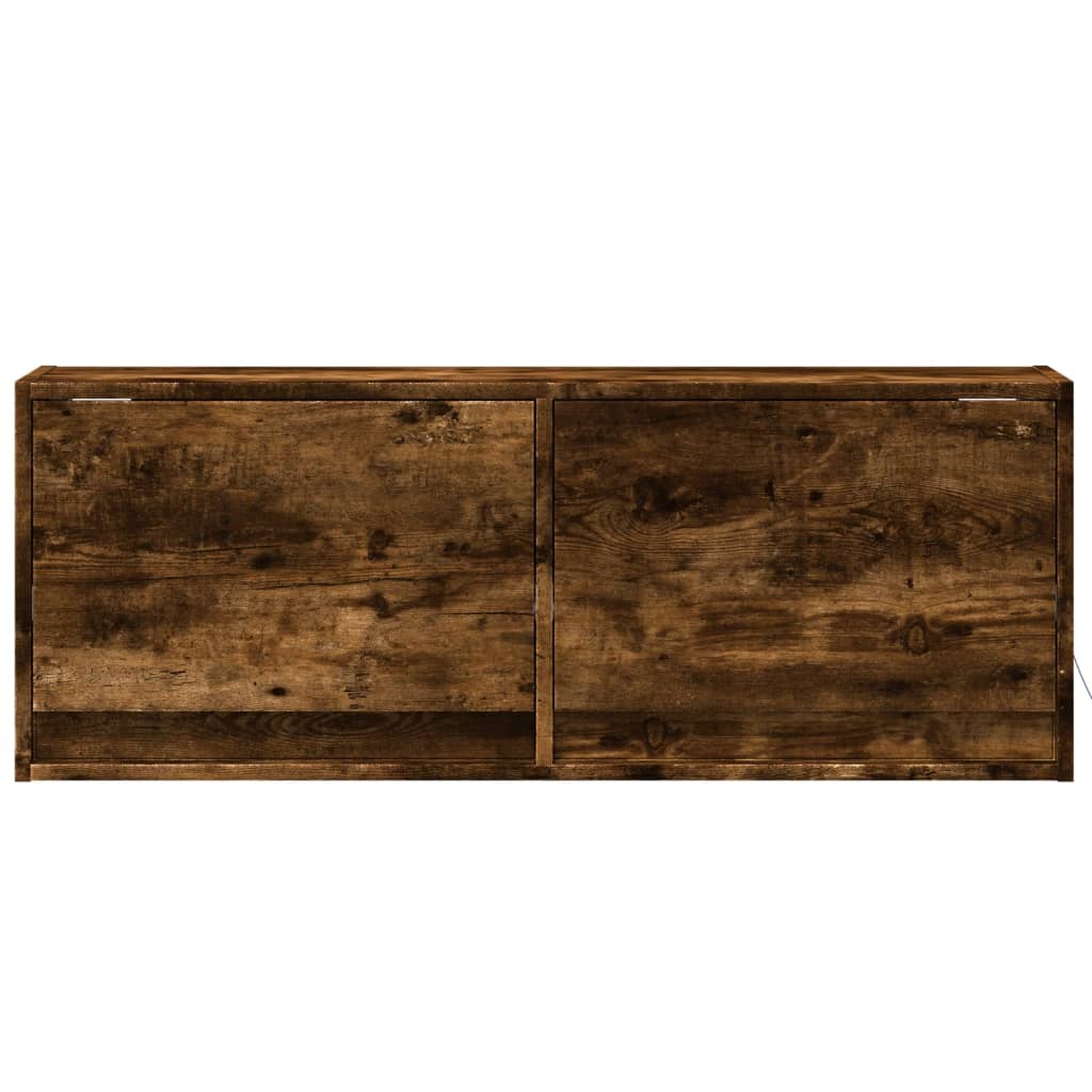 vidaXL Ścienna szafka TV z LED, przydymiony dąb, 100x31x35 cm