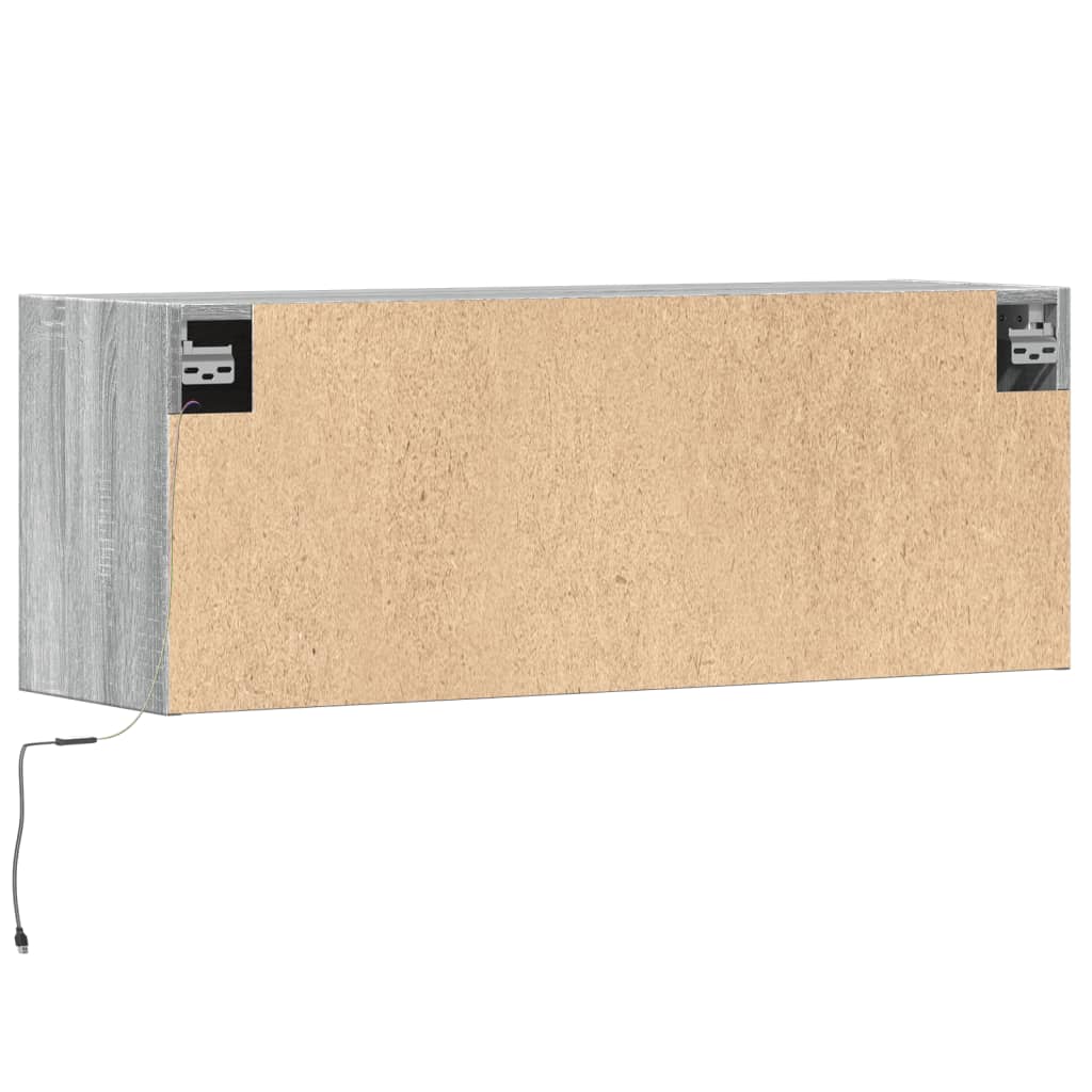 vidaXL Ścienna szafka TV z LED, szary dąb sonoma, 100x31x35 cm