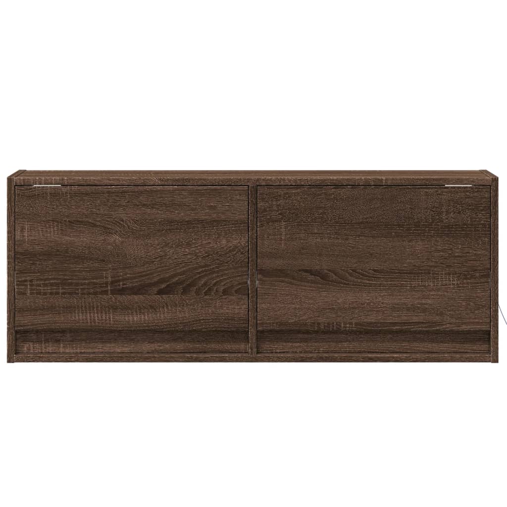 vidaXL Ścienna szafka TV z LED, brązowy dąb, 100x31x35 cm