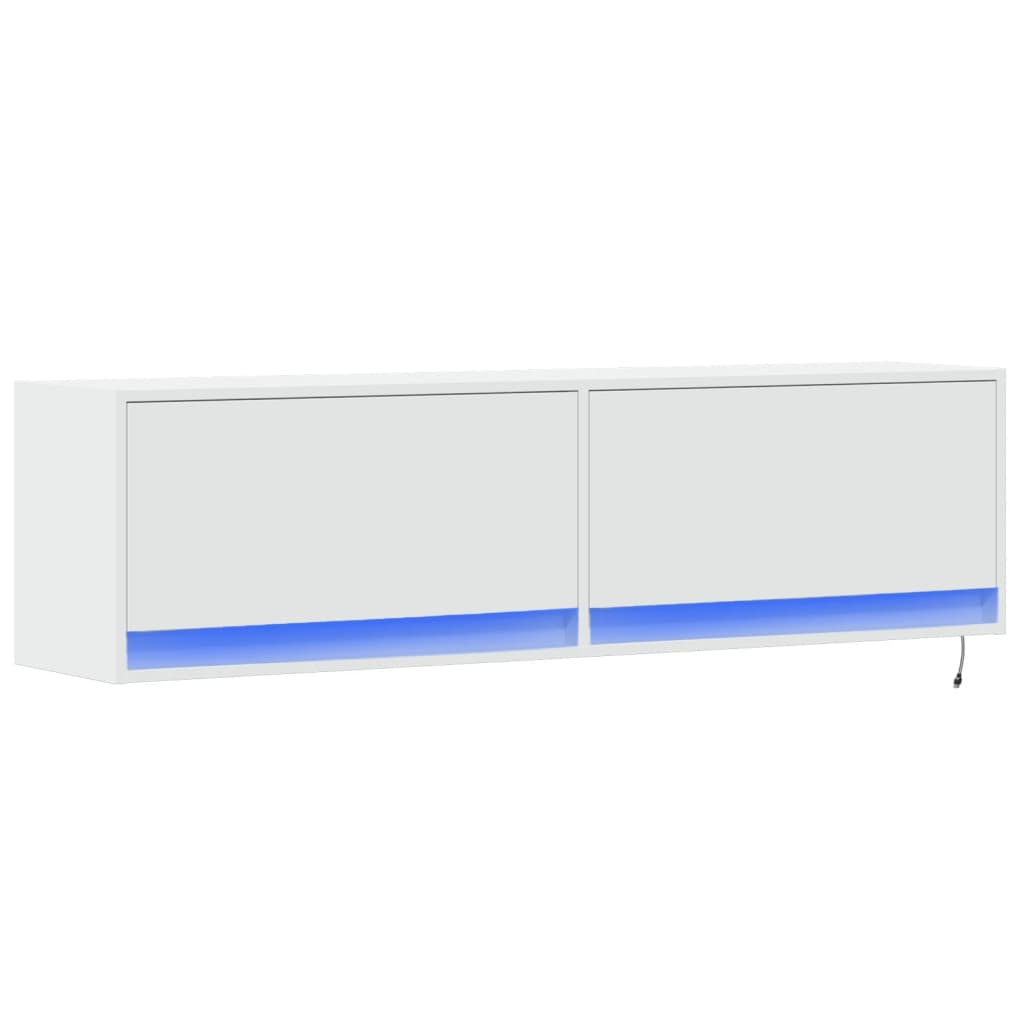 vidaXL Ścienna szafka TV z LED, biała, 140x31x38 cm