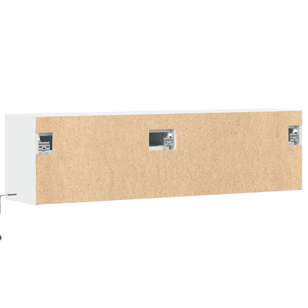 vidaXL Ścienna szafka TV z LED, biała, 140x31x38 cm