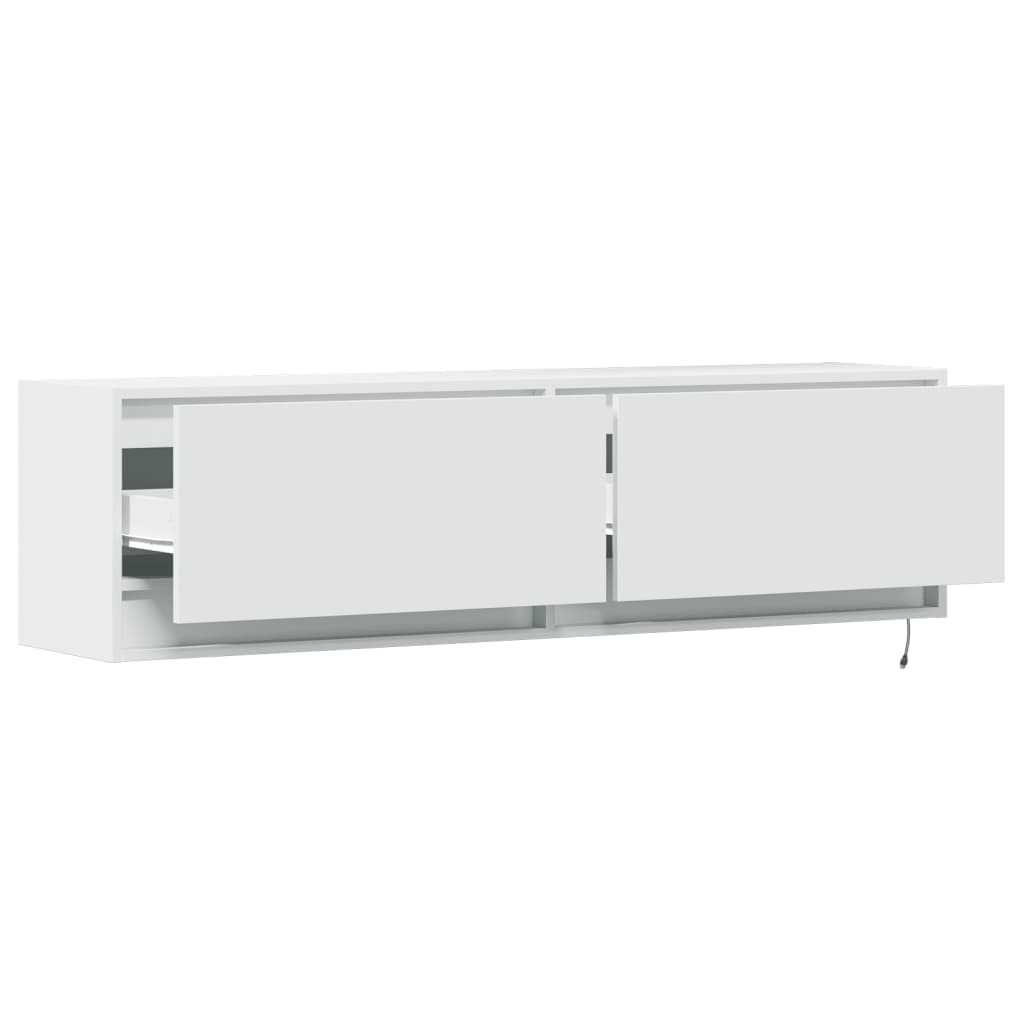 vidaXL Ścienna szafka TV z LED, biała, 140x31x38 cm