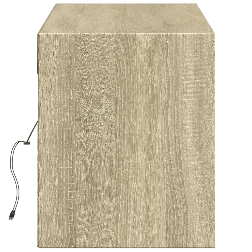 vidaXL Ścienna szafka TV z LED, dąb sonoma, 140x31x38 cm