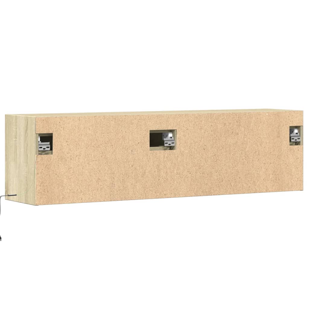 vidaXL Ścienna szafka TV z LED, dąb sonoma, 140x31x38 cm