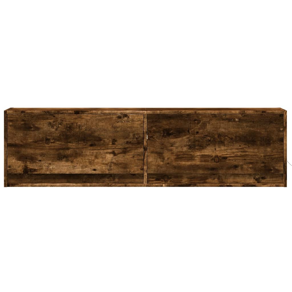 vidaXL Ścienna szafka TV z LED, przydymiony dąb, 140x31x38 cm