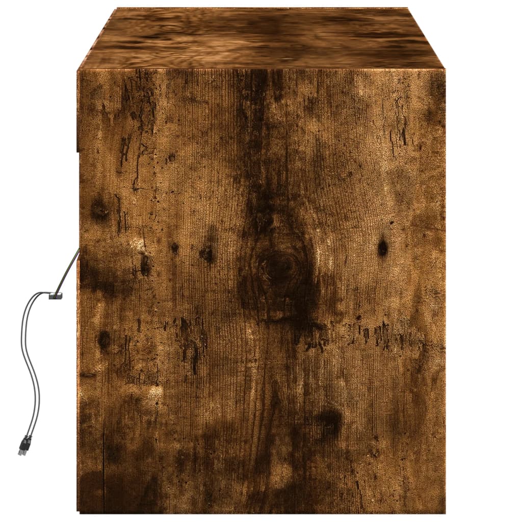vidaXL Ścienna szafka TV z LED, przydymiony dąb, 140x31x38 cm