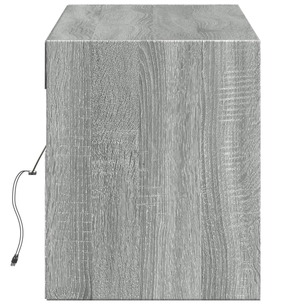 vidaXL Ścienna szafka TV z LED, szary dąb sonoma, 140x31x38 cm