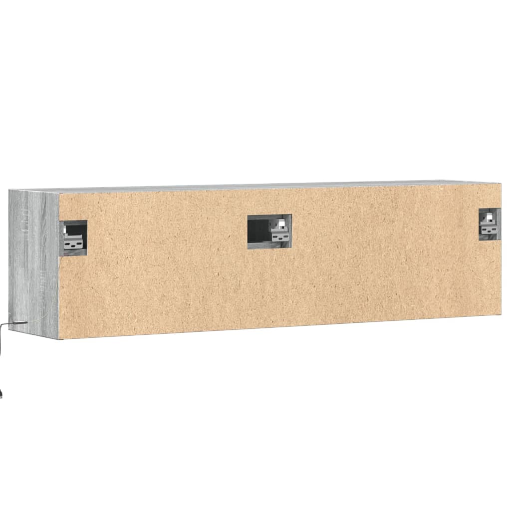 vidaXL Ścienna szafka TV z LED, szary dąb sonoma, 140x31x38 cm