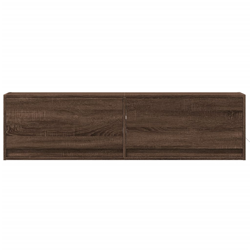 vidaXL Ścienna szafka TV z LED, brązowy dąb, 140x31x38 cm