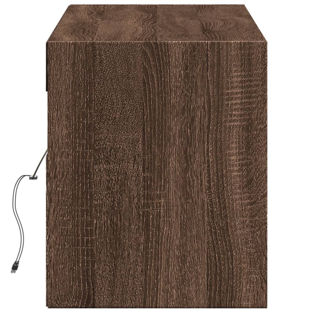 vidaXL Ścienna szafka TV z LED, brązowy dąb, 140x31x38 cm