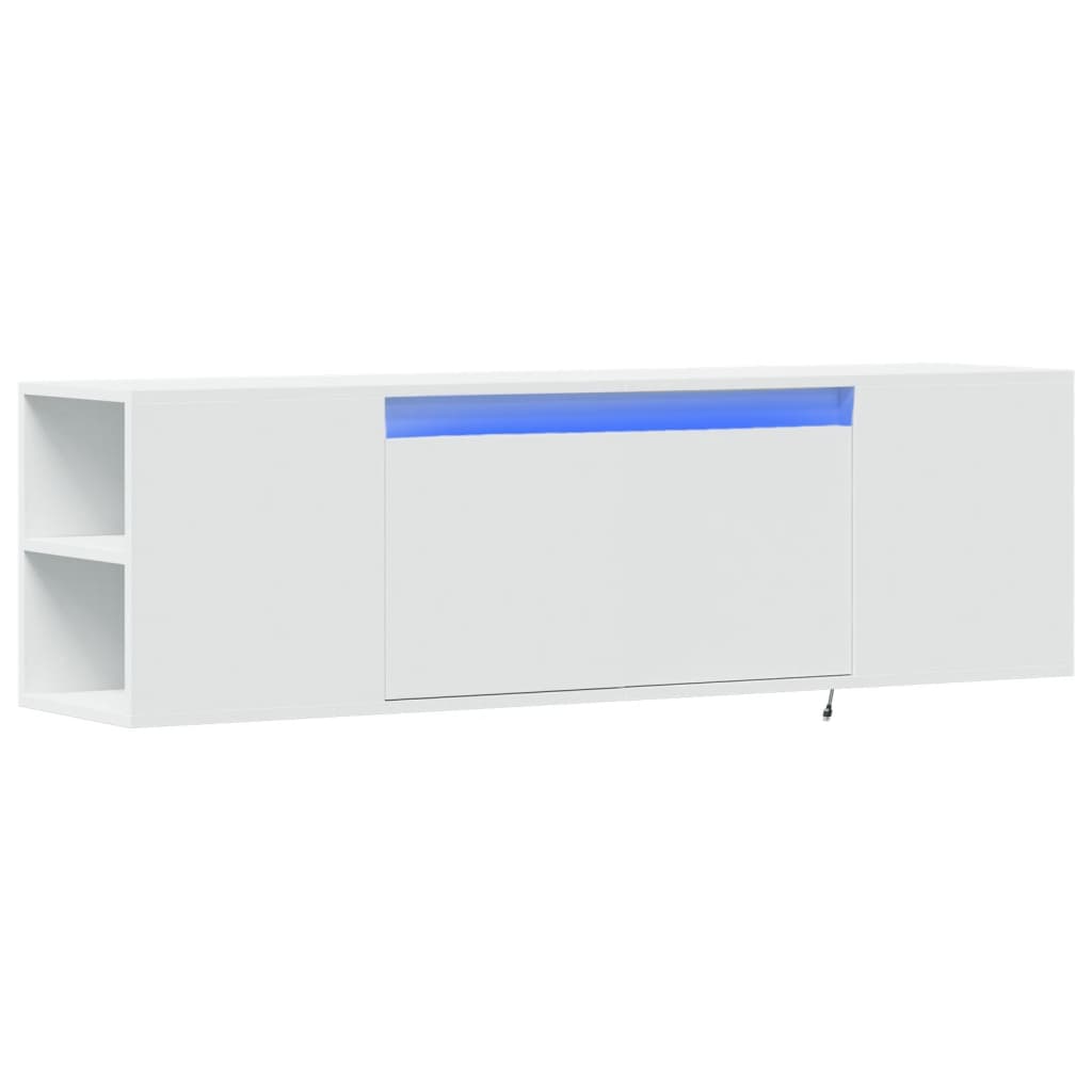 vidaXL Ścienna szafka TV z LED, biała, 135x31x39,5 cm