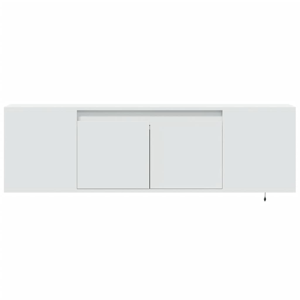 vidaXL Ścienna szafka TV z LED, biała, 135x31x39,5 cm