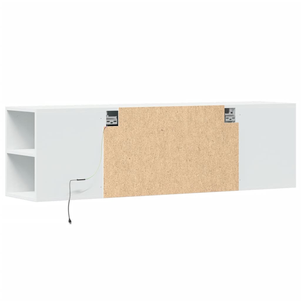 vidaXL Ścienna szafka TV z LED, biała, 135x31x39,5 cm