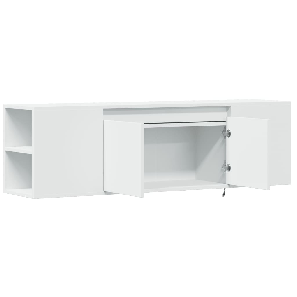 vidaXL Ścienna szafka TV z LED, biała, 135x31x39,5 cm