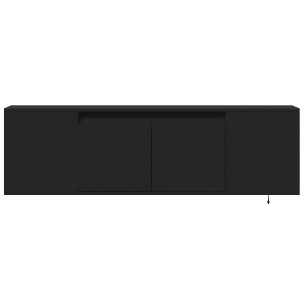 vidaXL Ścienna szafka TV z LED, czarna, 135x31x39,5 cm