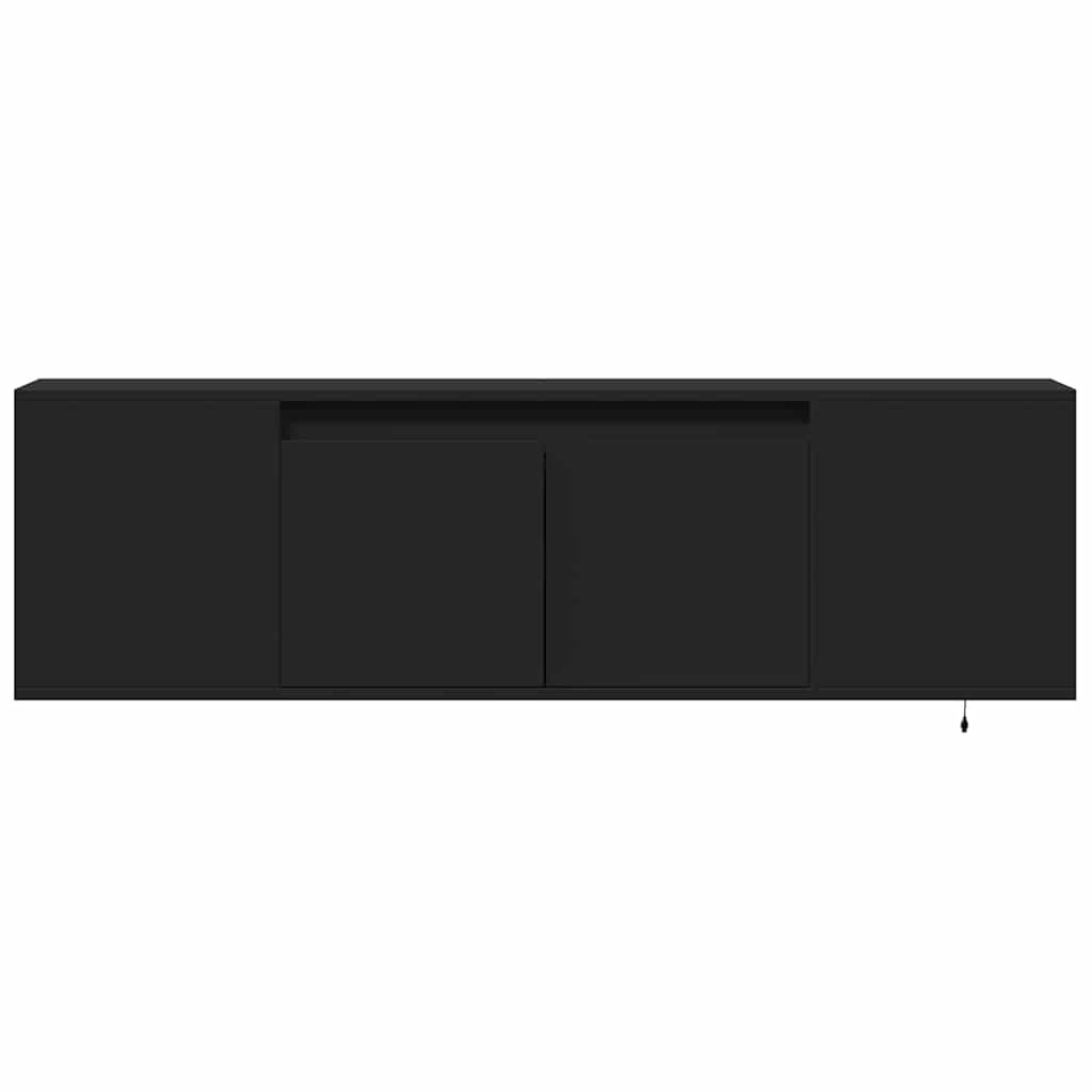 vidaXL Ścienna szafka TV z LED, czarna, 135x31x39,5 cm