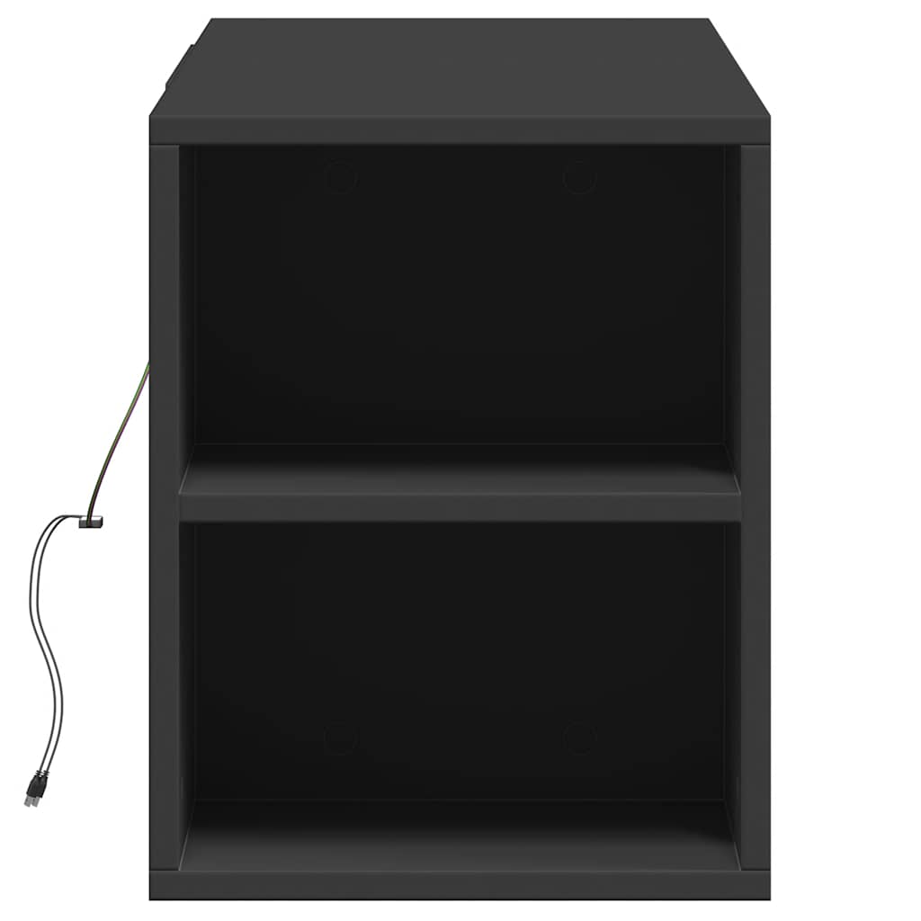 vidaXL Ścienna szafka TV z LED, czarna, 135x31x39,5 cm