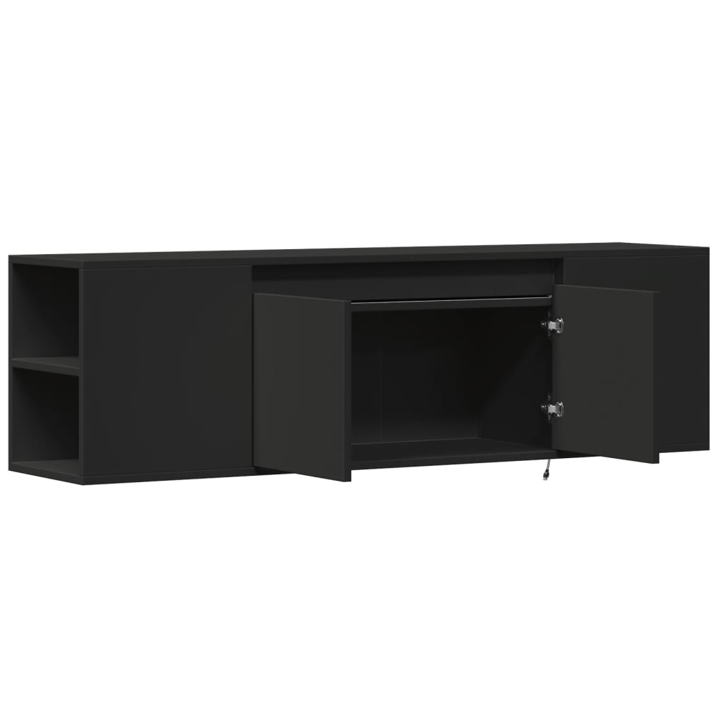 vidaXL Ścienna szafka TV z LED, czarna, 135x31x39,5 cm