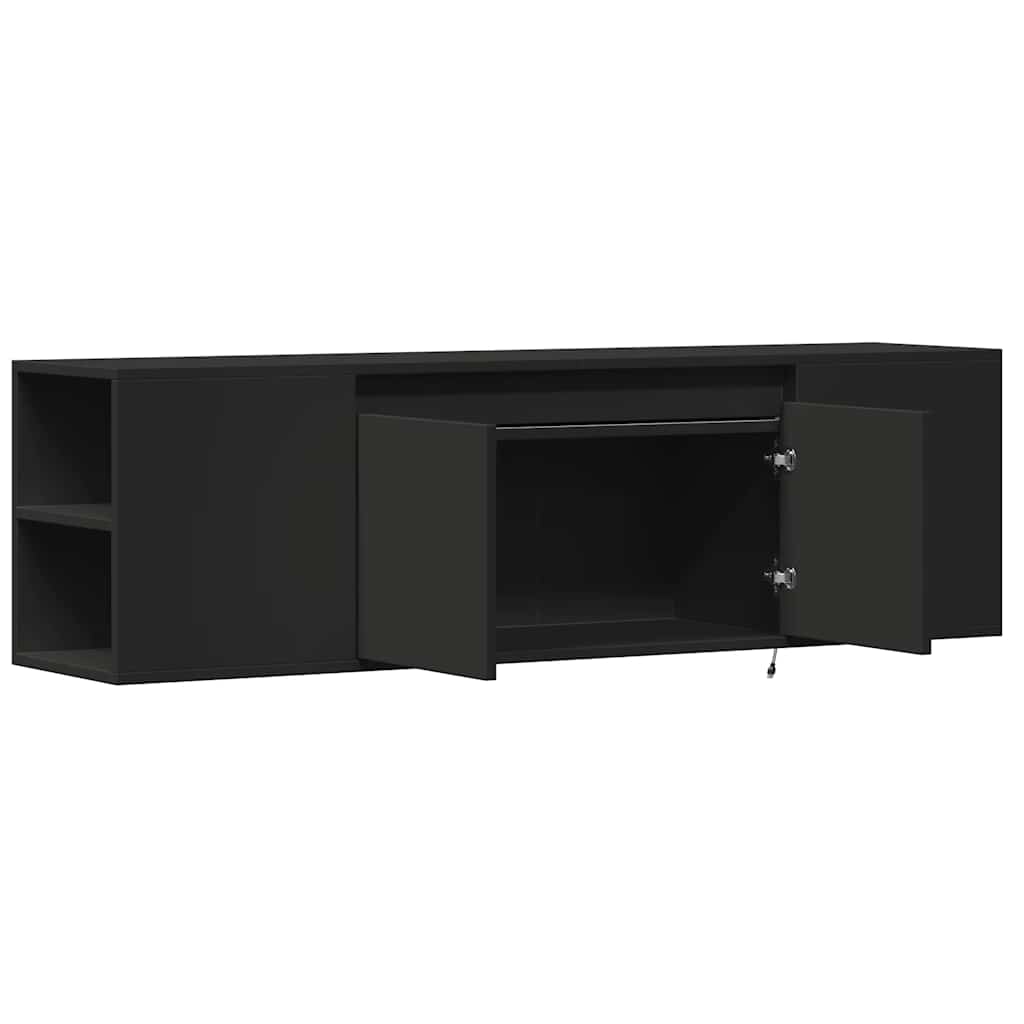 vidaXL Ścienna szafka TV z LED, czarna, 135x31x39,5 cm
