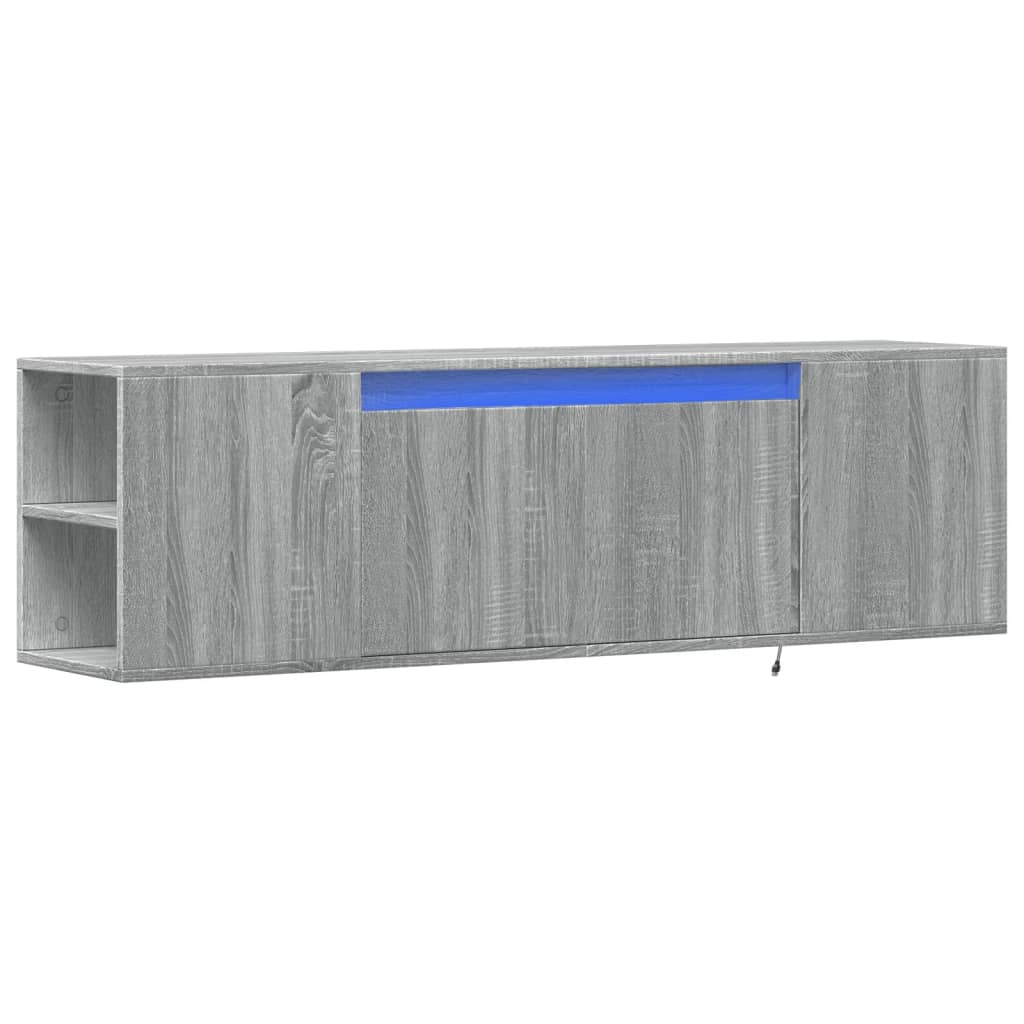 vidaXL Ścienna szafka TV z LED, szary dąb sonoma, 135x31x39,5 cm