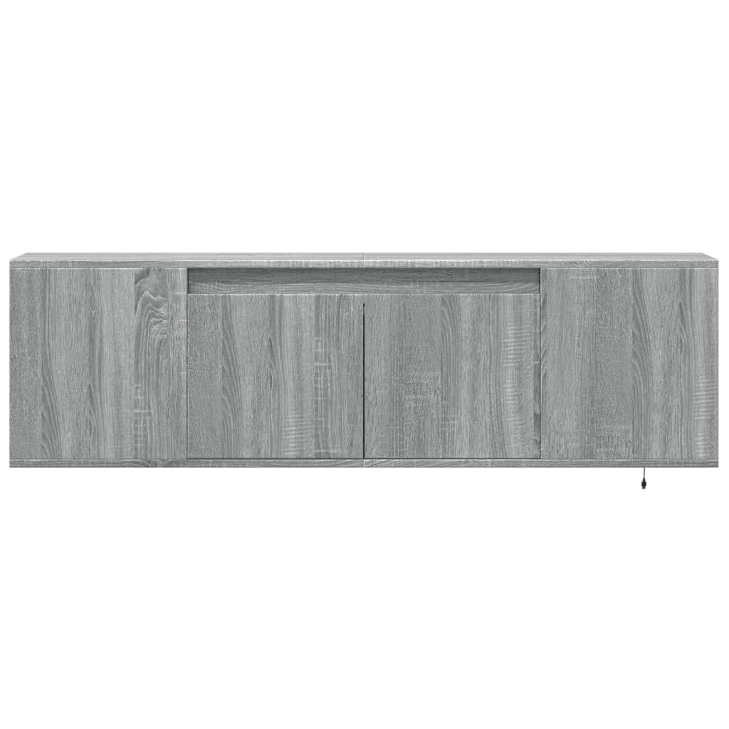 vidaXL Ścienna szafka TV z LED, szary dąb sonoma, 135x31x39,5 cm