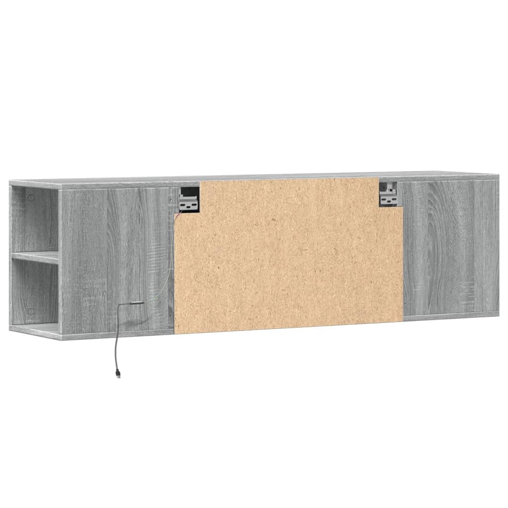 vidaXL Ścienna szafka TV z LED, szary dąb sonoma, 135x31x39,5 cm