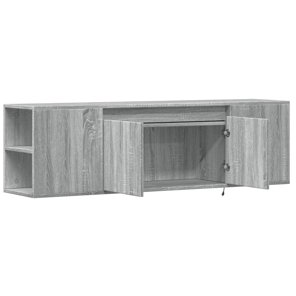 vidaXL Ścienna szafka TV z LED, szary dąb sonoma, 135x31x39,5 cm